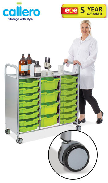 Callero Plus Treble Width Trolley With 16 Shallow Trays And 4 Deep Trays