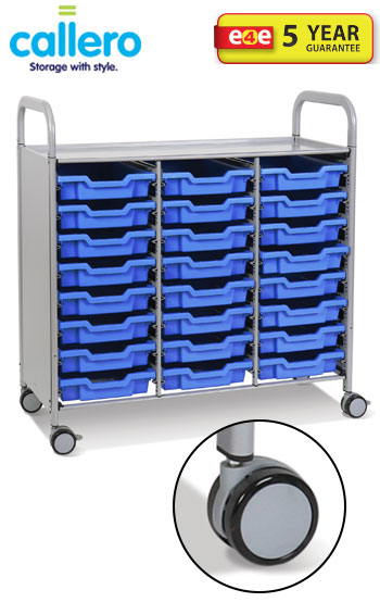 Callero Plus Treble Width Trolley With 24 Shallow Trays