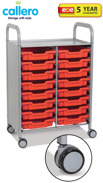 Callero Plus® Double Width Trolley With 16 Shallow Trays