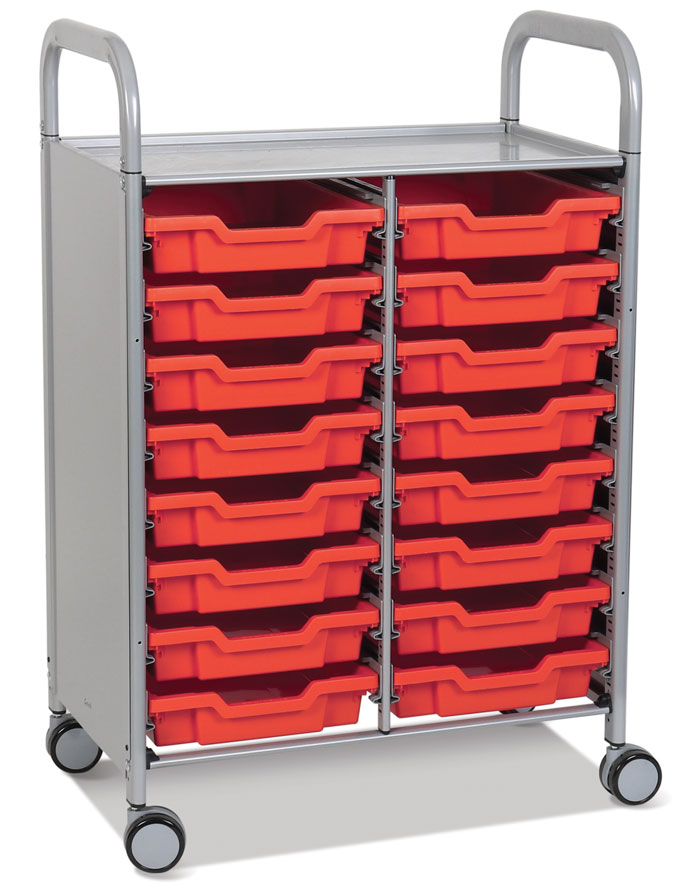 Callero Plus Double Width Trolley With 16 Shallow Trays