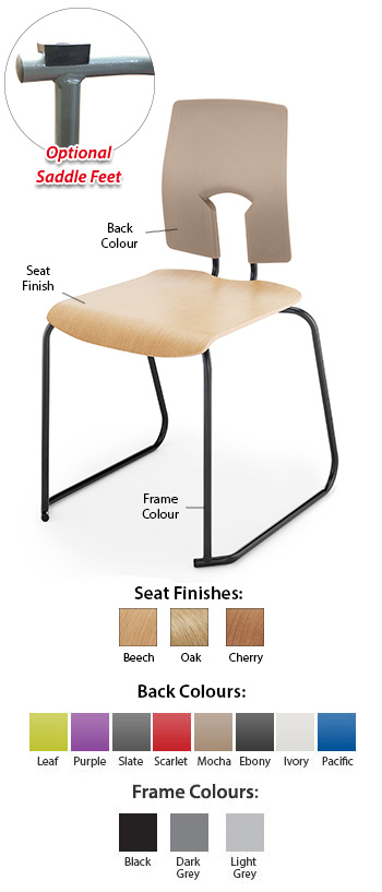 Hille SE Classic Ergonomic Chair With Wood Seat And Skid Base
