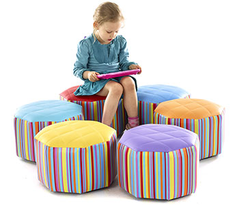 Small Hexagonal Pouffes (Set of 6)