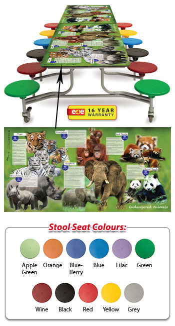 Spaceright Rectangular Endangered Animals SmartTop Mobile Folding Table Seating Unit