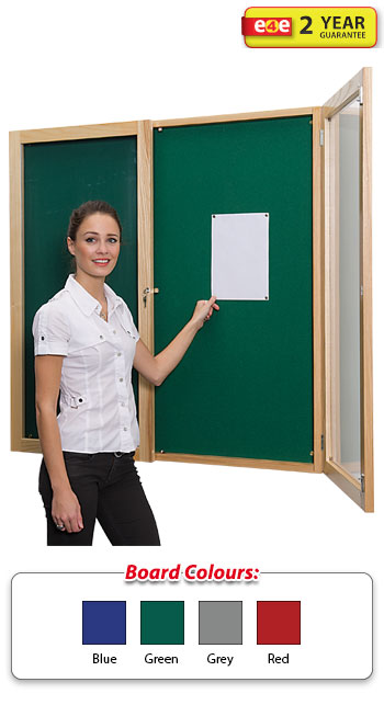 Decorative Beech Wood Frame Tamperproof Noticeboard - Twin Doors