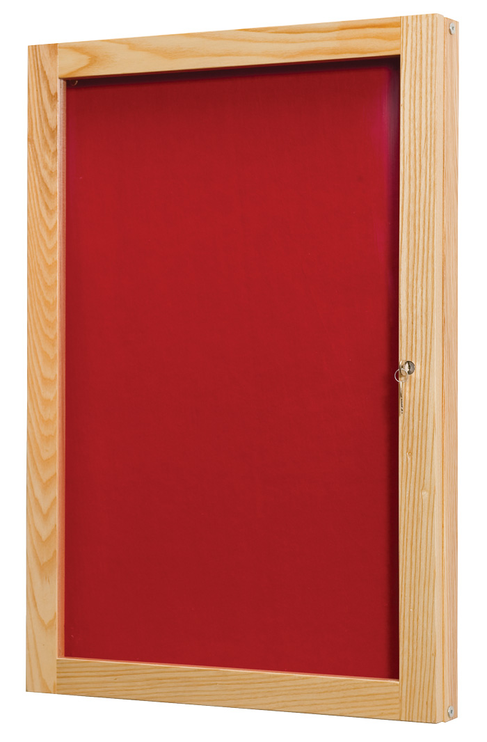 Decorative Beech Wood Frame Tamperproof Noticeboard - Single Door