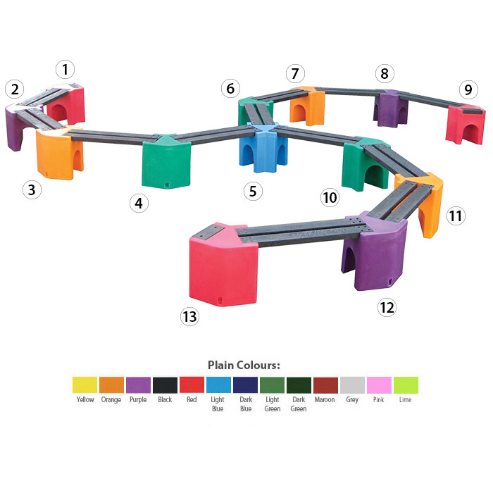 Multicoloured Spiral Bench - 24 Person Unit