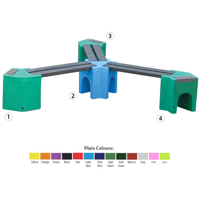 Multicoloured Spiral Bench - 6 Person Unit
