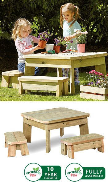 Outdoor Square Table And Bench Set