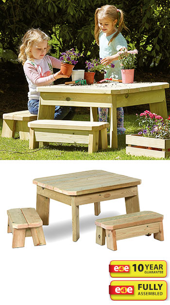 Outdoor Square Table And Bench Set
