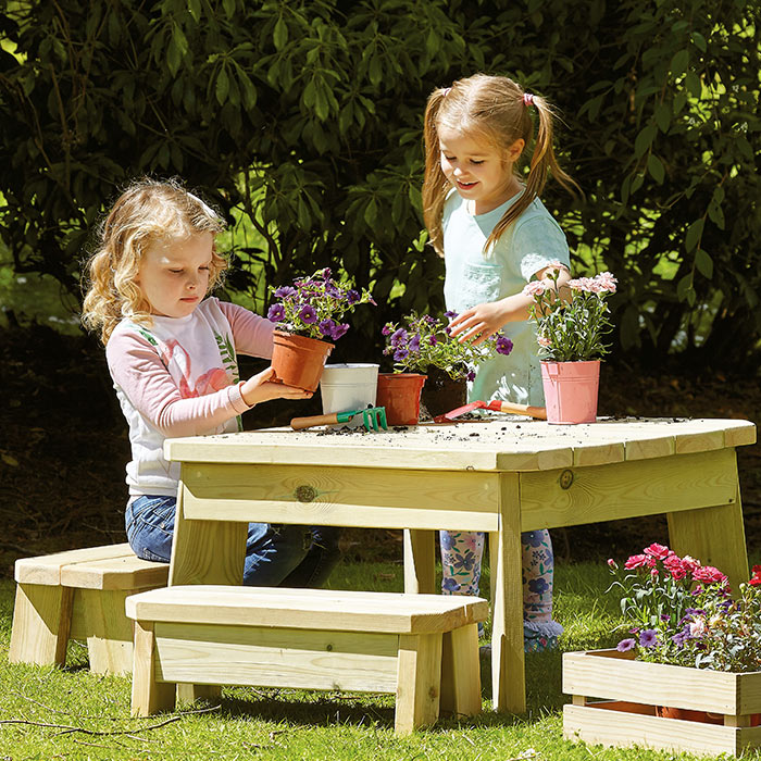 Outdoor Square Table And Bench Set