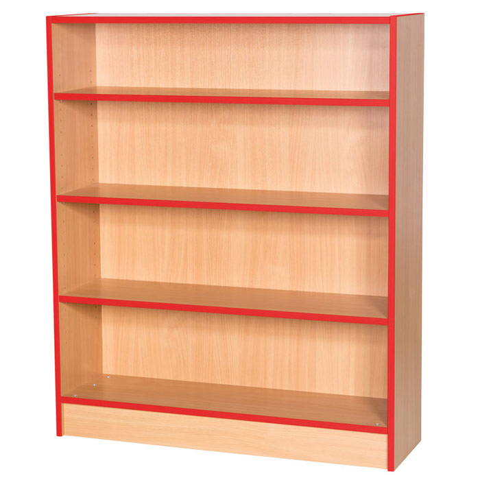 Sturdy Storage Bookcase with Coloured Edge - 1250mm High