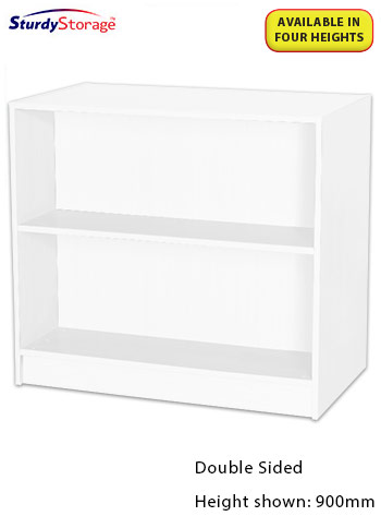 Sturdy Storage - White 1000mm Wide Double Sided Bookcase