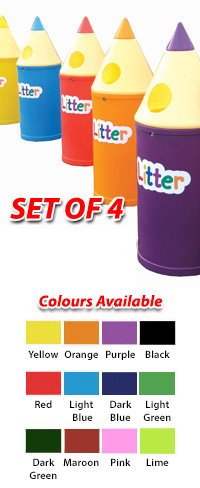 SET OF 4: 42 Litre Pencil Litter Bins - Micro