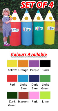 SET OF 4: 52 Litre Pencil Litter Bins - Midi