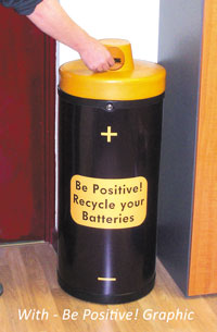 52 Litre Battery Recycling Bin - Plain or Be Positive! Graphic