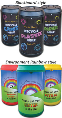 90 Litre Drinks Can Recycling Bins (Blackboard or Rainbow Style)