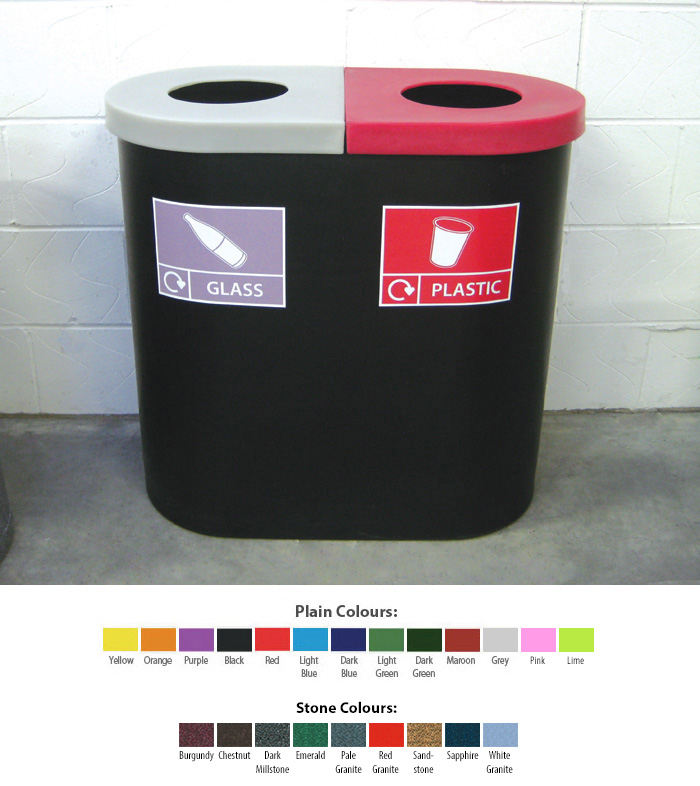 2 x 70 Litre Popular Twin Recycling Bins