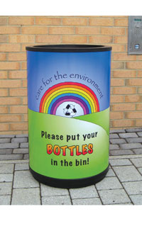 90 Litre Open Top Universal Recycling Bins - Rainbow Graphic