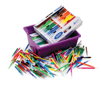 Double Decker Classtray of 600 Swäsh KOMFIGRIP™ Colouring Pens - 300 each of Fine and Broad - 12 assorted Colours of each