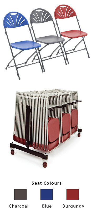 Titan 70 Fan Back Folding Chairs and Trolley Bundle