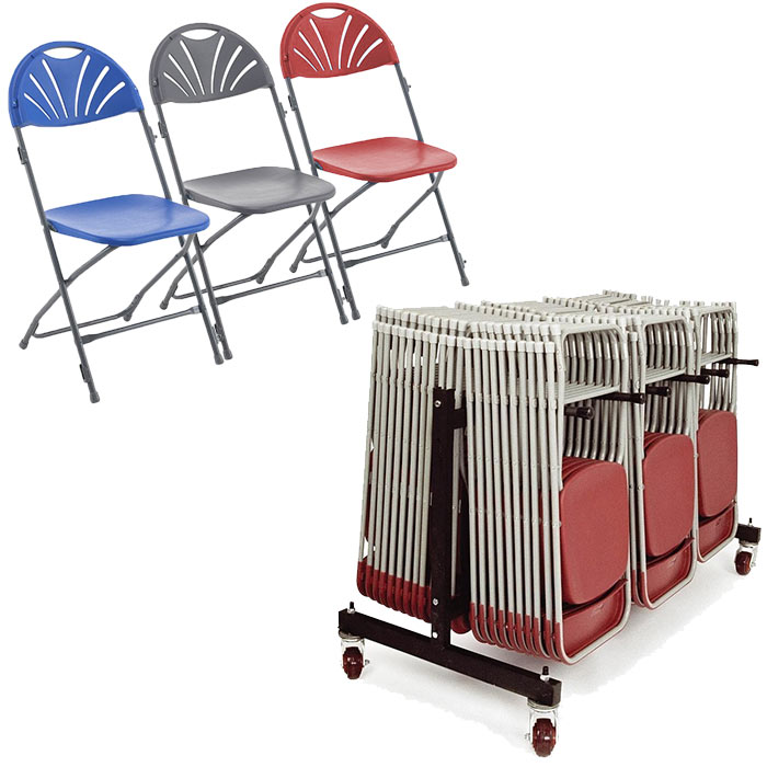 Titan 70 Fan Back Folding Chairs and Trolley Bundle