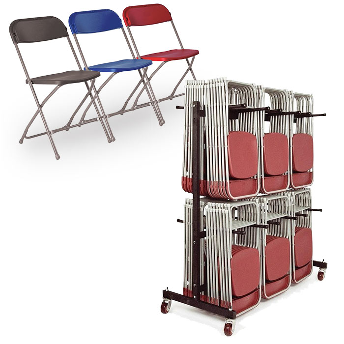 Titan 140 Flat Back Folding Chairs and Trolley Bundle