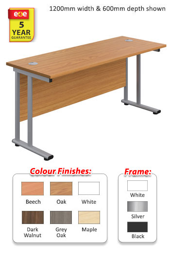 Twin Upright Leg 600mm Depth Rectangular Desk