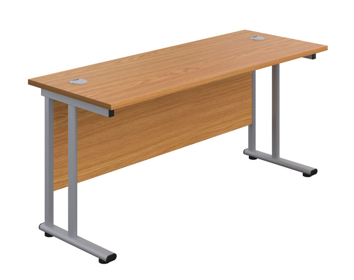 Twin Upright Leg 600mm Depth Rectangular Desk