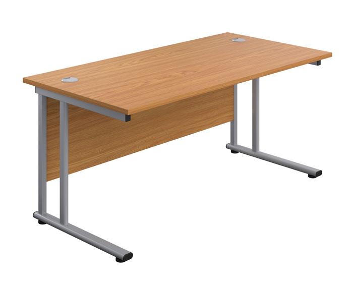 Twin Upright Leg 800mm Depth Rectangular Desk