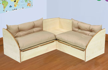 Reading Corner Seat with Tan Cushions (Maple)