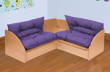 Reading Corner Seat with Purple Cushions (Beech)