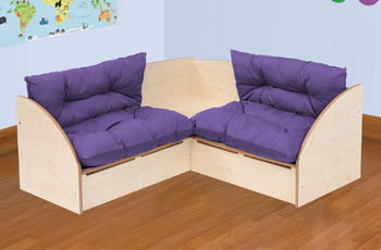 Reading Corner Seat with Purple Cushions (Maple)