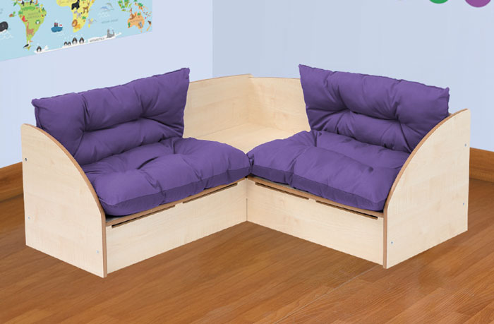 Reading Corner Seat with Purple Cushions (Maple)