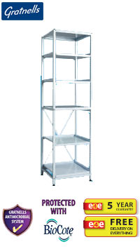 Gratnells Classic Medical Single Column Frame With 5 Slatted Shelves