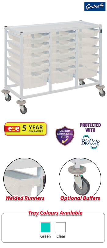 Gratnells Compact Medical Treble Column Trolley Complete Set A