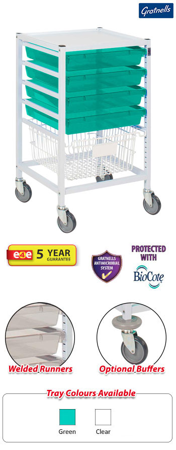 Gratnells Classic Medical Trolley Complete Set - 890mm High