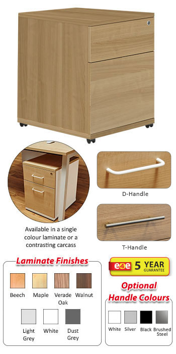 Xen Under Desk Mobile Pedestal - 2 Drawers