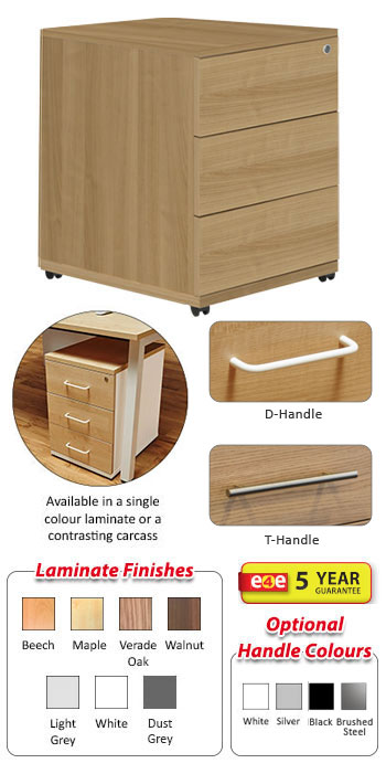 Xen Under Desk Mobile Pedestal - 3 Drawers