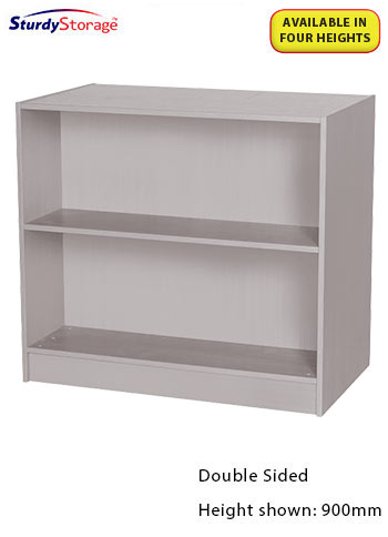 Sturdy Storage - Grey 1000mm Wide Double Sided Bookcase