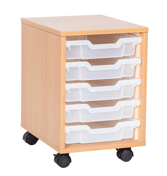 Sturdy Storage Single Column Unit - 5 Shallow Trays