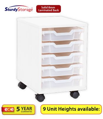 Sturdy Storage - Single Shallow Tray White Column Unit