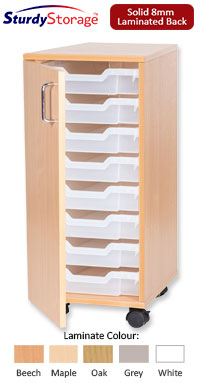 Sturdy Storage Single Column Unit - 8 Shallow Trays with Door