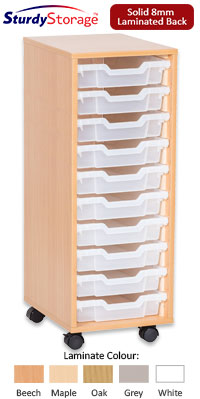 Sturdy Storage Single Column Unit - 10 Shallow Trays