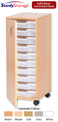 Sturdy Storage Single Column Unit - 10 Shallow Trays with Door