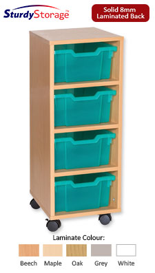 Sturdy Storage - Ready Assembled Cubbyhole Storage with 4 deep Trays (Mobile)