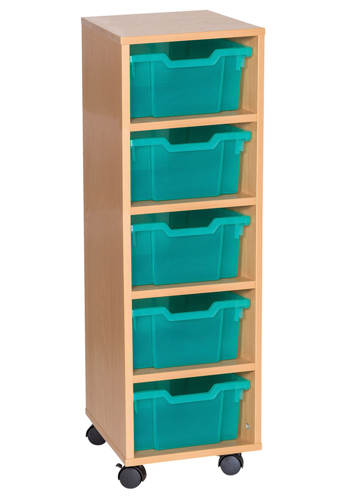 Sturdy Storage - Ready Assembled Cubbyhole Storage with 5 deep Trays (Mobile)