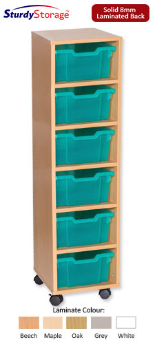 Sturdy Storage - Ready Assembled Cubbyhole Storage with 6 deep Trays (Mobile)