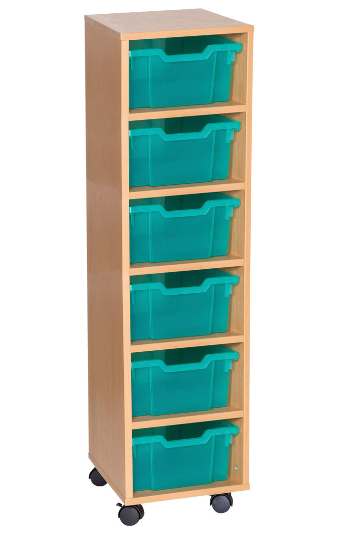 Sturdy Storage - Ready Assembled Cubbyhole Storage with 6 deep Trays (Mobile)