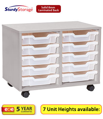 Sturdy Storage - Double Shallow Tray Grey Column Unit