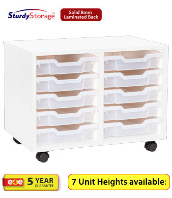 Sturdy Storage - Double Shallow Tray White Column Unit